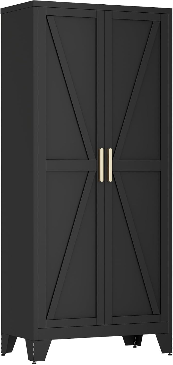 Black Farmhouse Metal Storage Cabinet