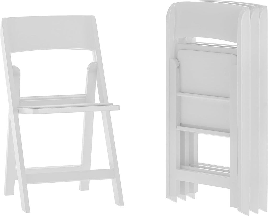 White Padded Resin Folding Chairs