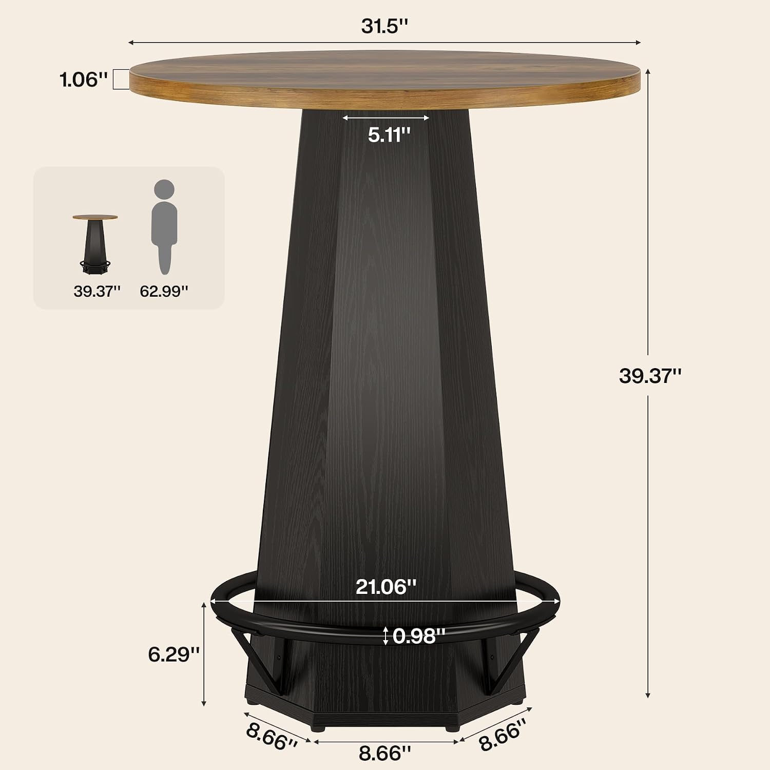 Round Industrial High Bar Table