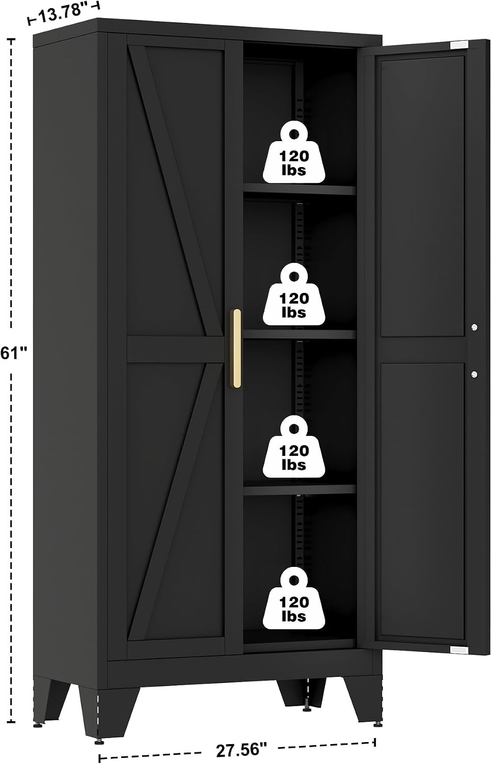 Black Farmhouse Metal Storage Cabinet