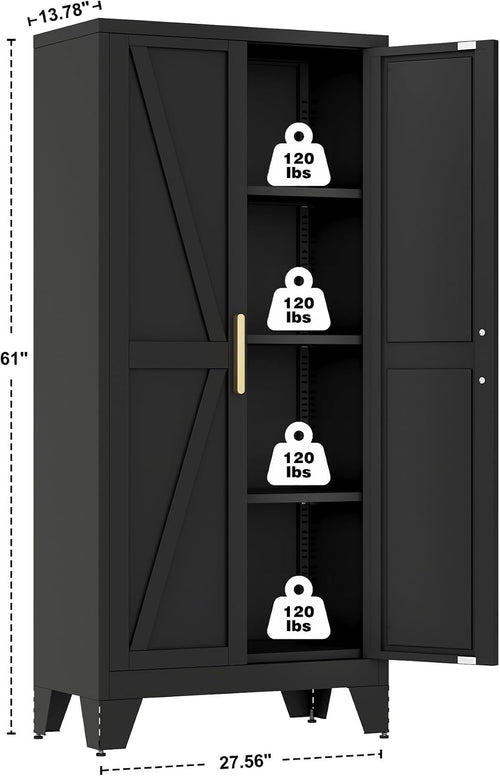 Black Farmhouse Metal Storage Cabinet
