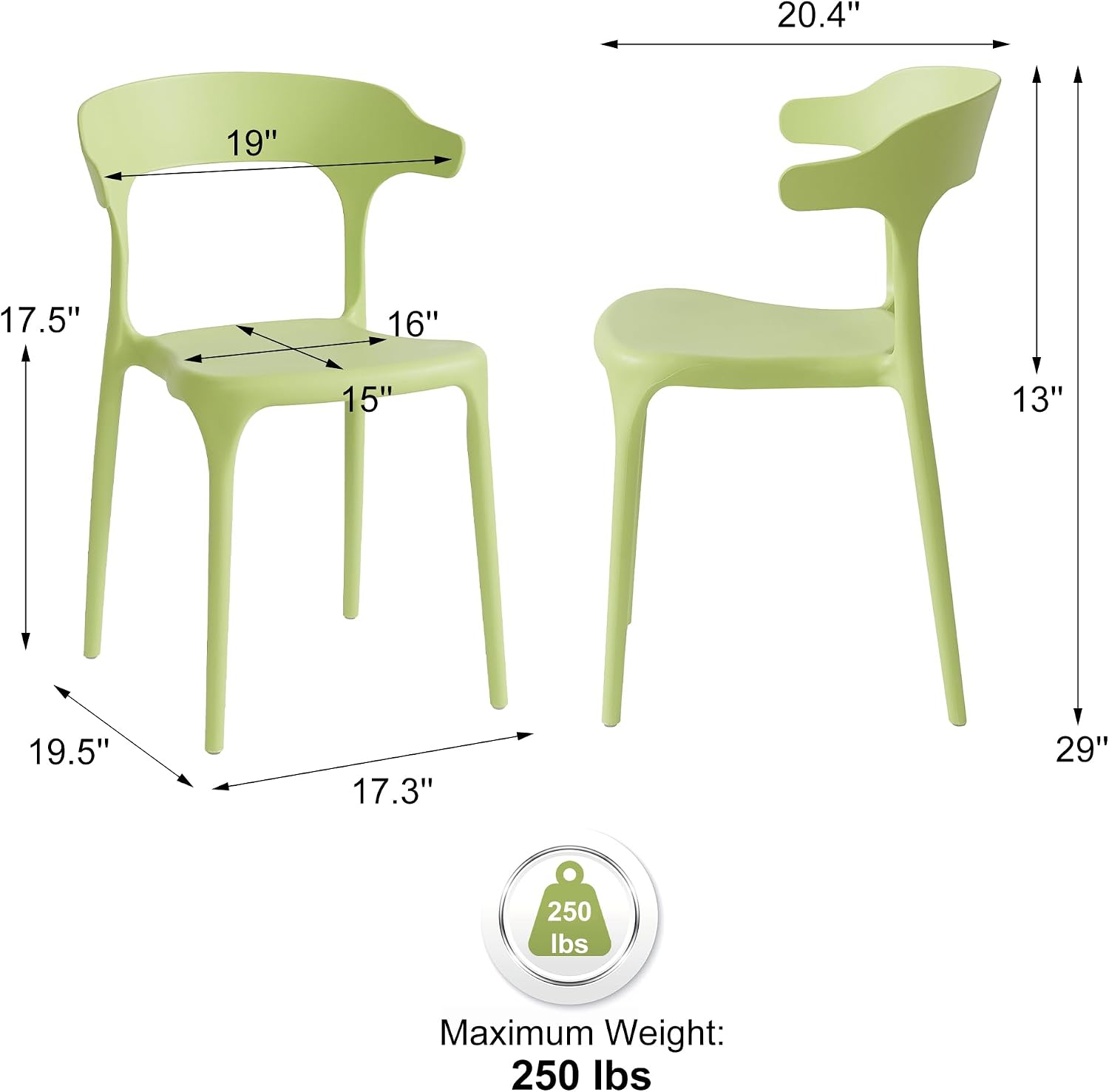 Pistachio Green Stackable Plastic Chairs