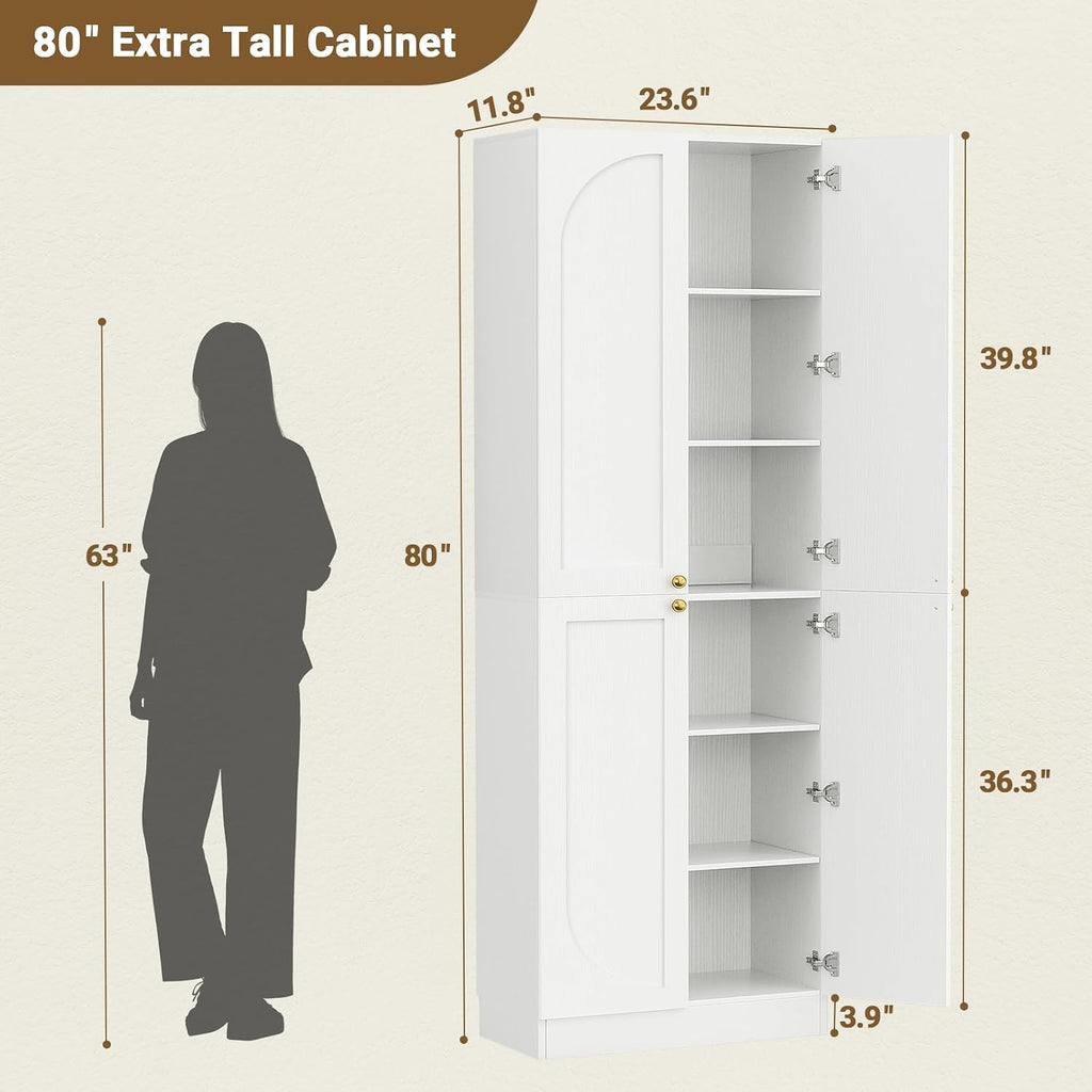 Tall Arch Wooden Storage Pantry