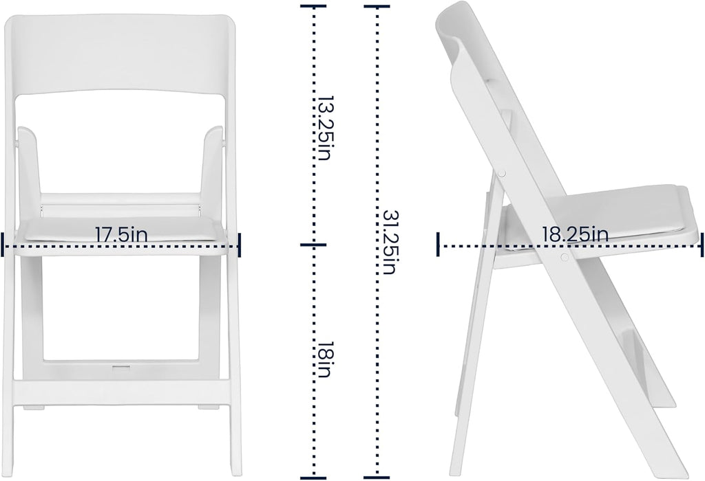 White Padded Resin Folding Chairs