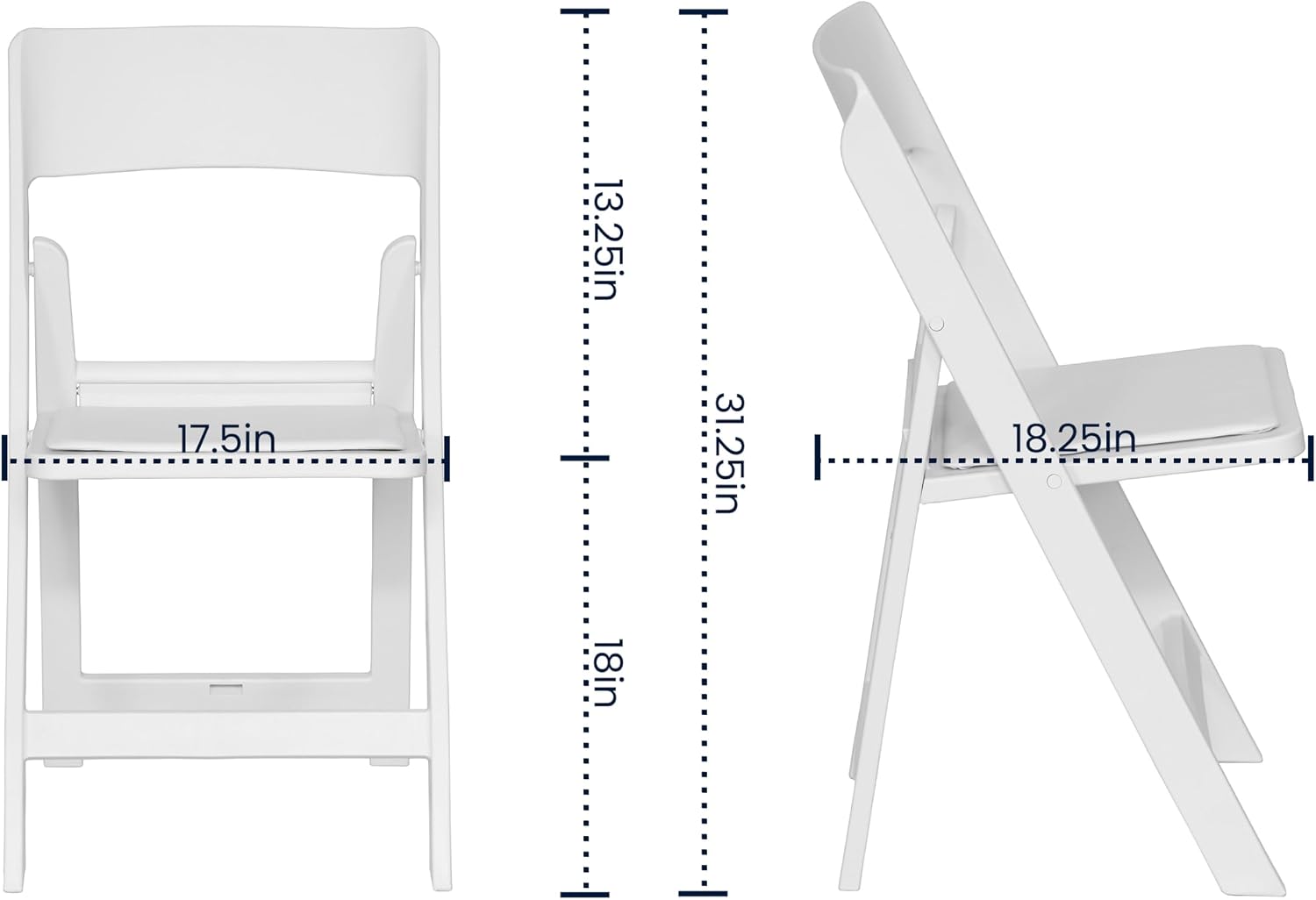 White Padded Resin Folding Chairs