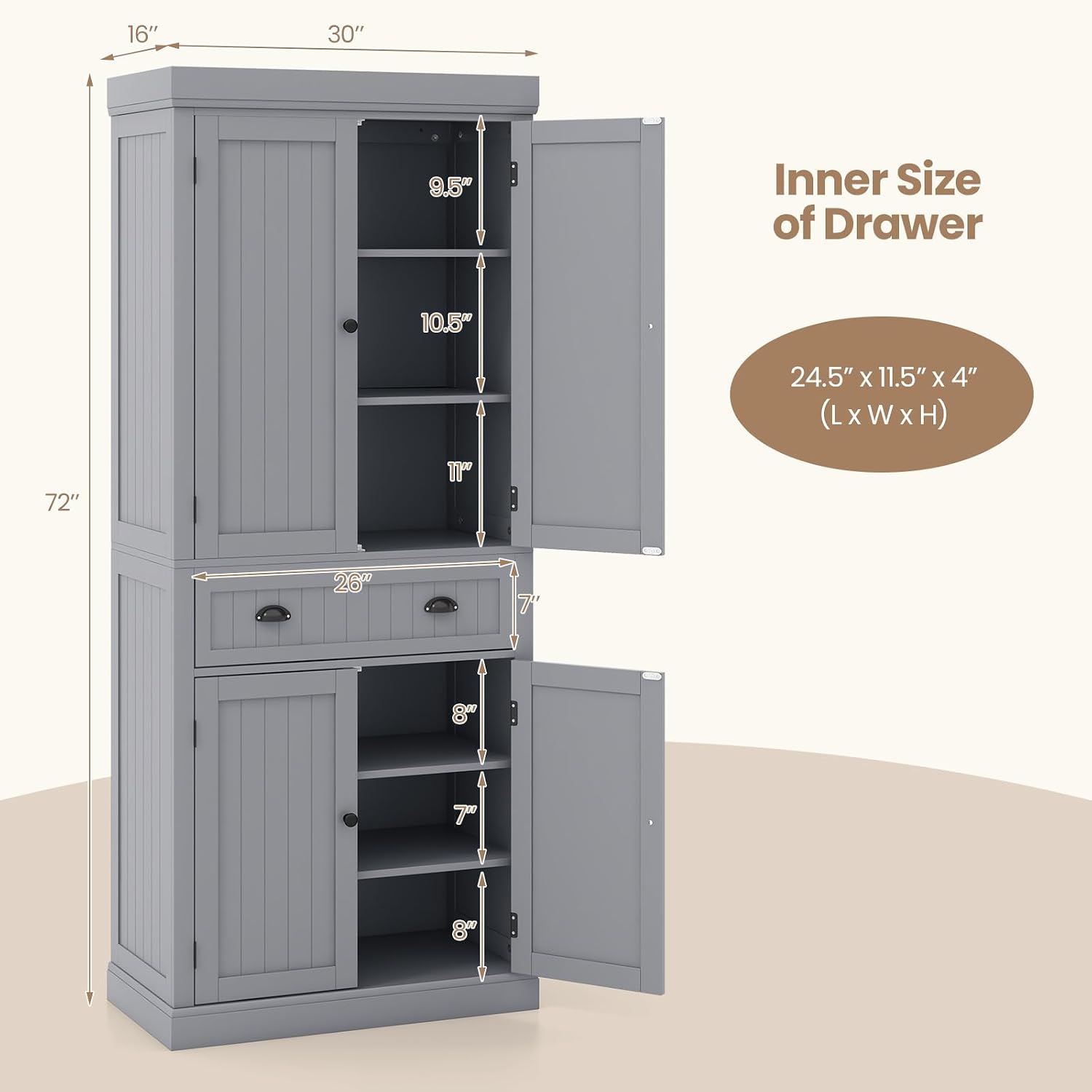 Tall Traditional Storage Pantry Cabinet