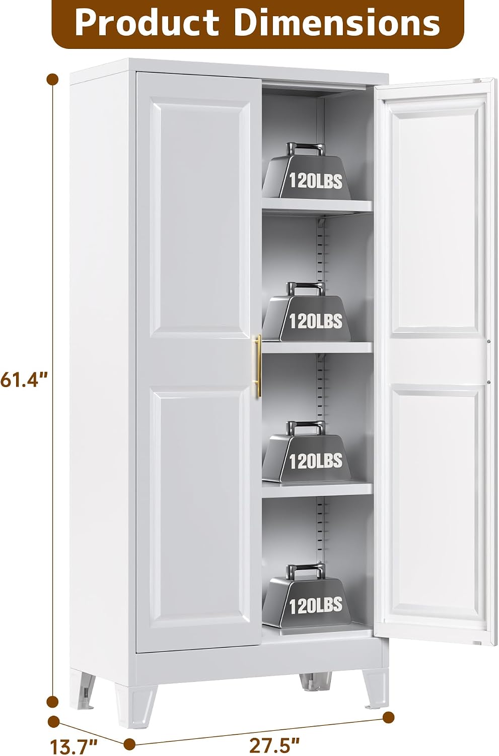 White Metal Adjustable Storage Cabinet