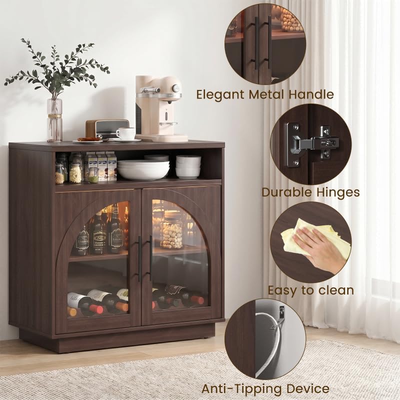 Brown LED Arched Wine Sideboard