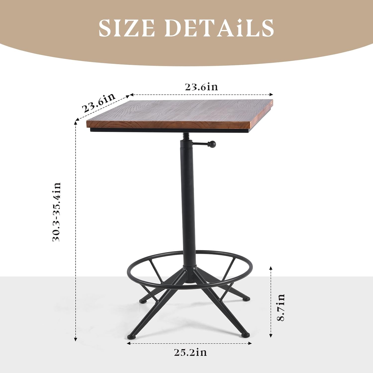 Adjustable Square Bar Table Set