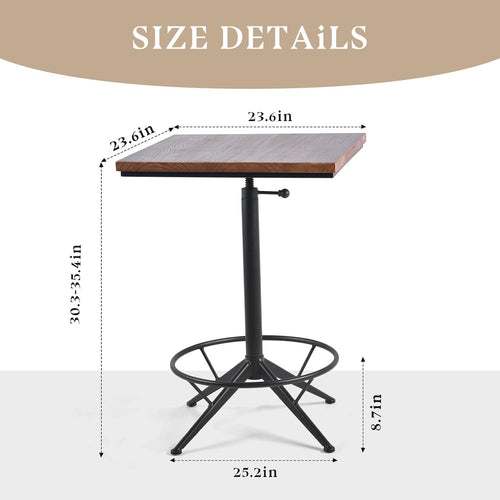 Adjustable Square Bar Table Set