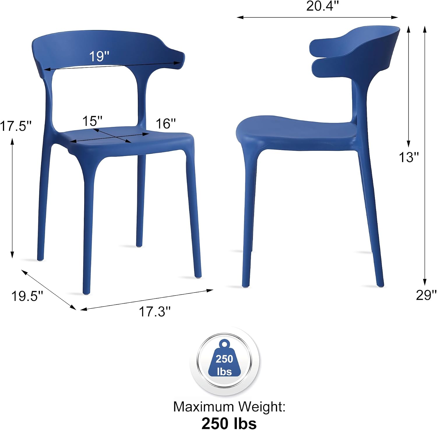 Cobalt Blue Stackable Plastic Chairs
