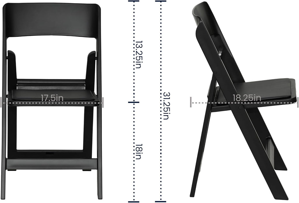 Black Padded Resin Folding Chairs