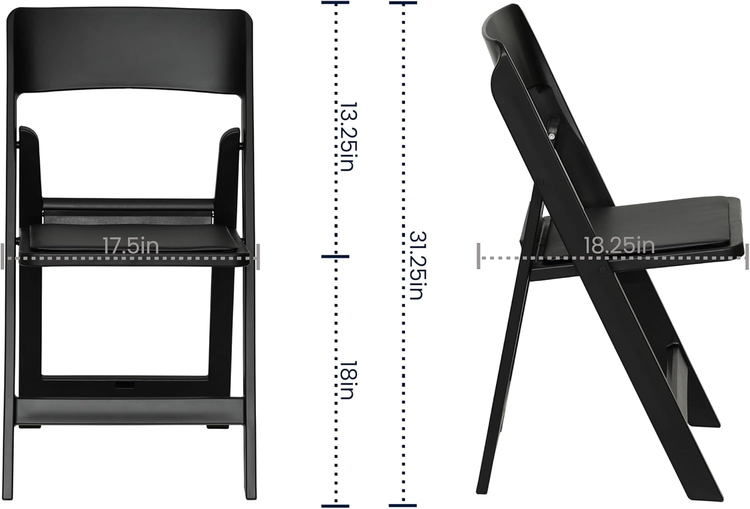 Black Padded Resin Folding Chairs