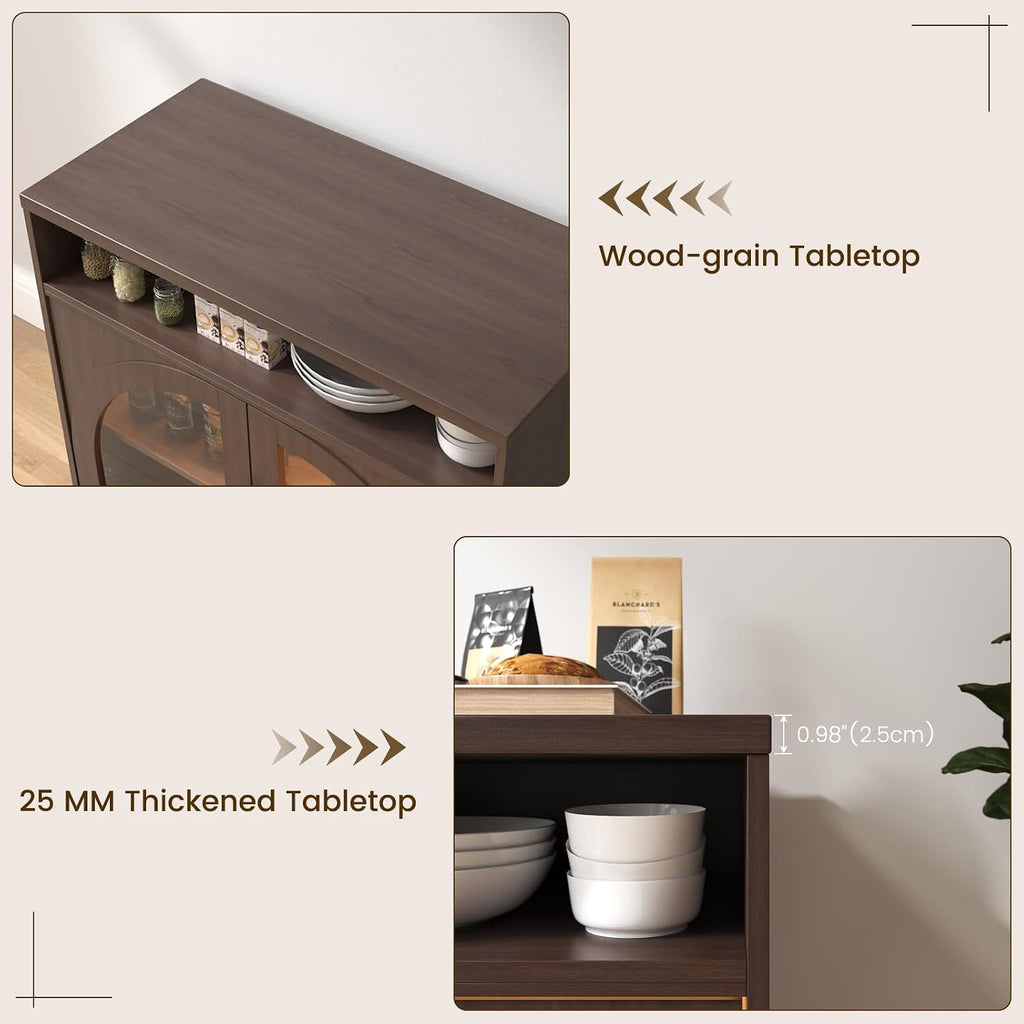 Brown LED Arched Wine Sideboard