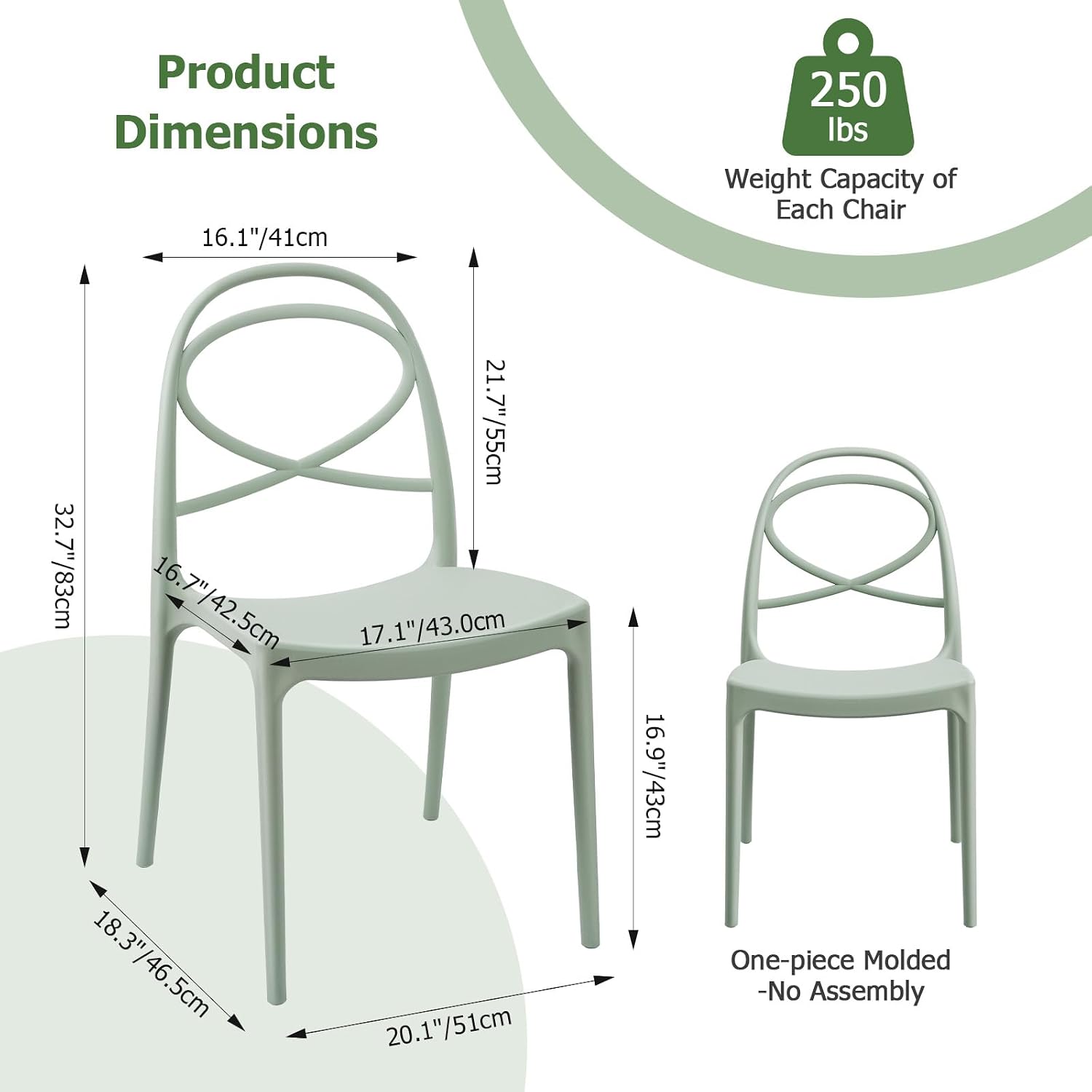 Green X-Back Stackable Chairs