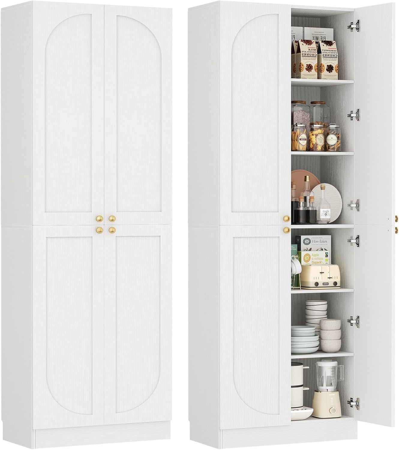 Tall Arch Wooden Storage Pantry