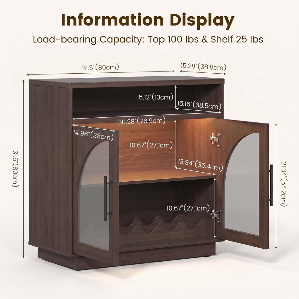 Brown LED Arched Wine Sideboard