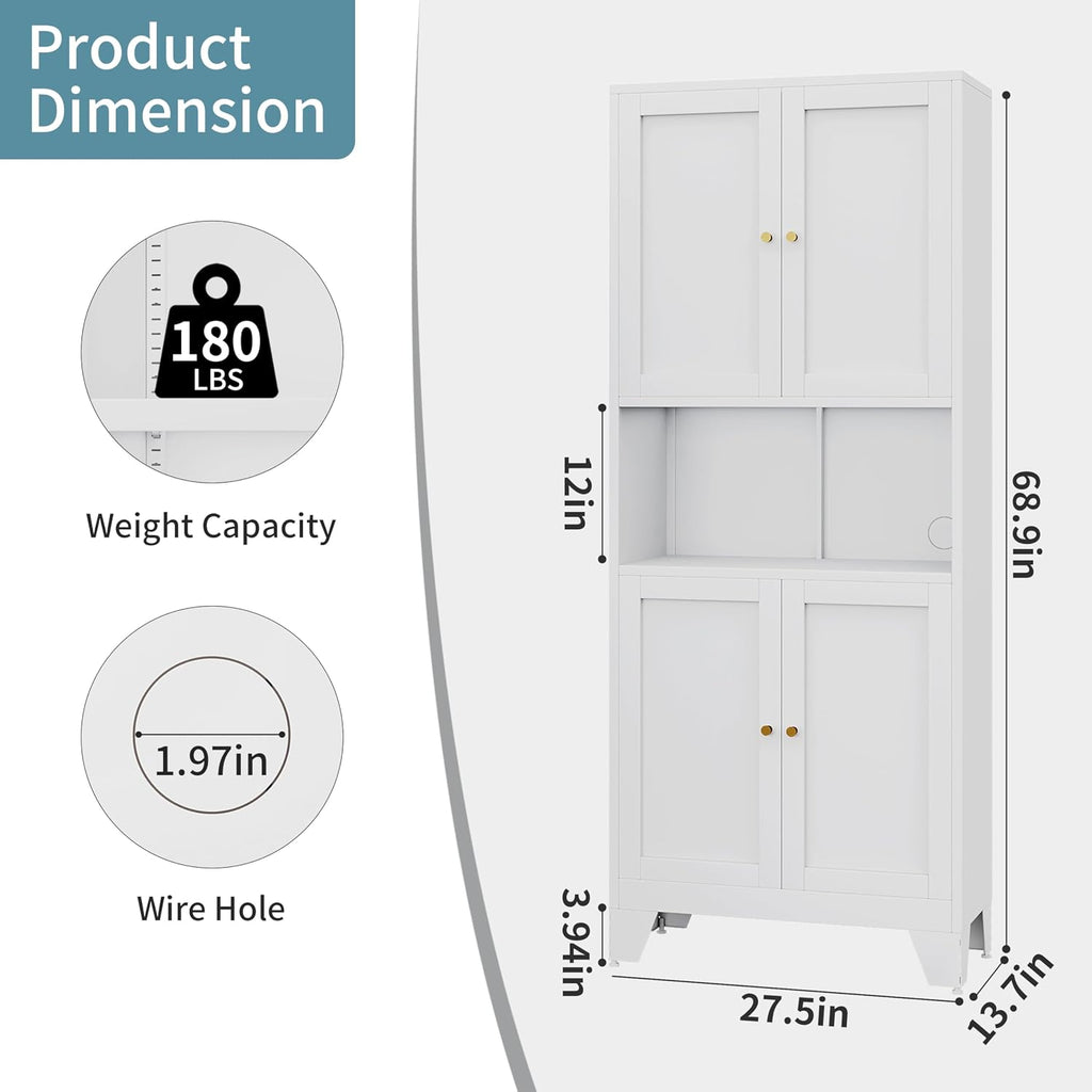 White Metal Microwave Storage Cabinet