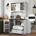 Functional White Black Kitchen Pantry Cabinet