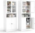 White Glass Door Kitchen Pantry Cabinet