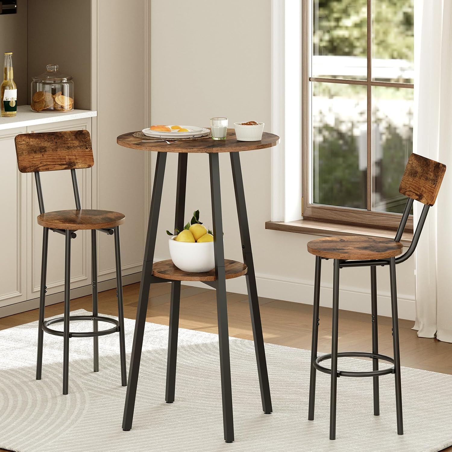 Rustic Round Bar Dining Set