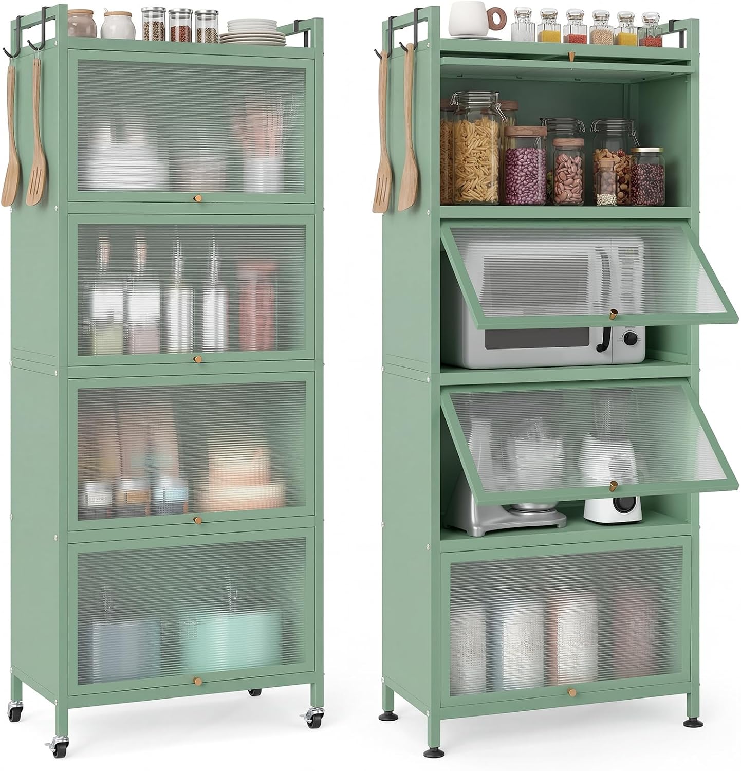 5-Tier Green Kitchen Storage Cabinet