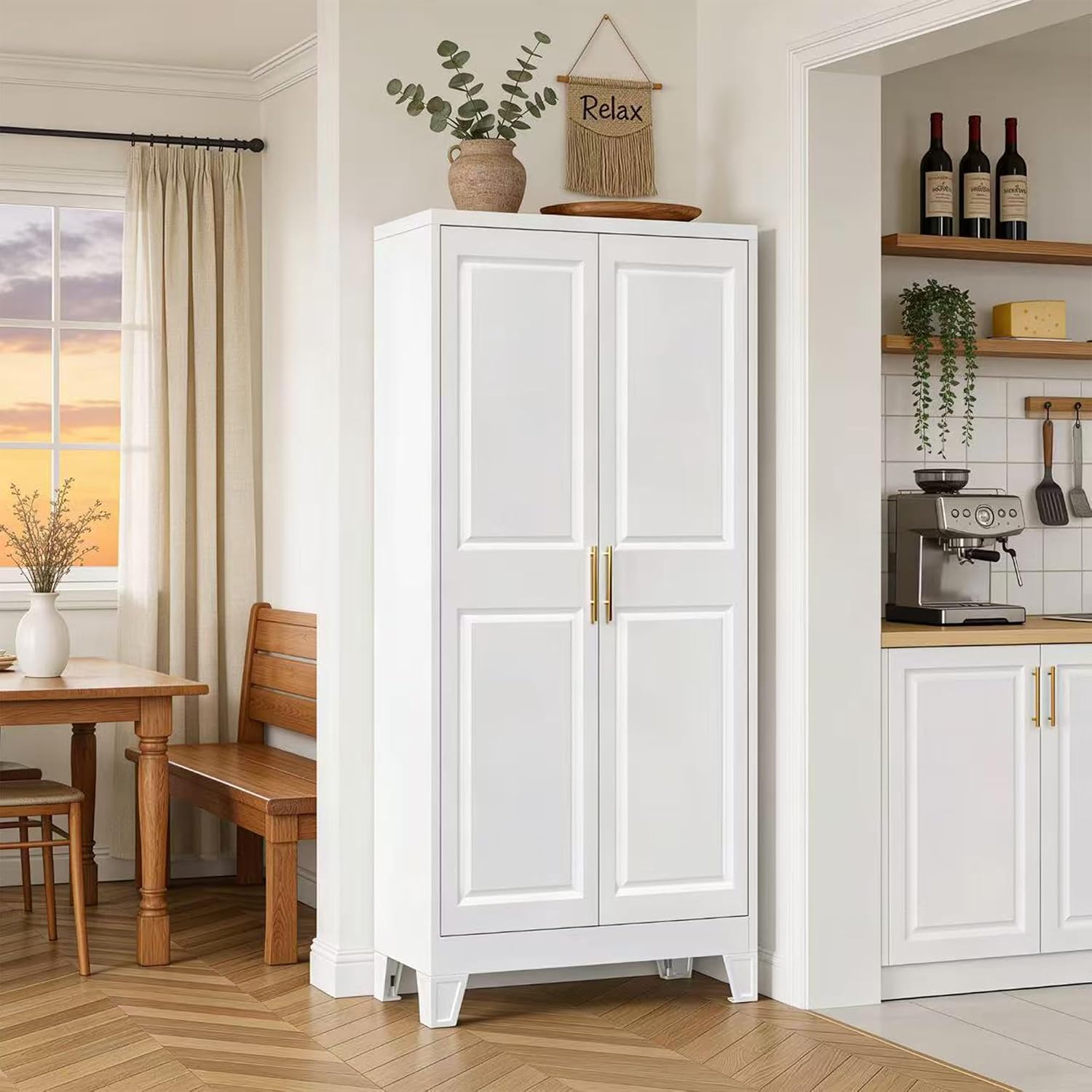 White Metal Adjustable Storage Cabinet