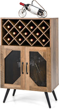 Brown Black Farmhouse Wine Cabinet