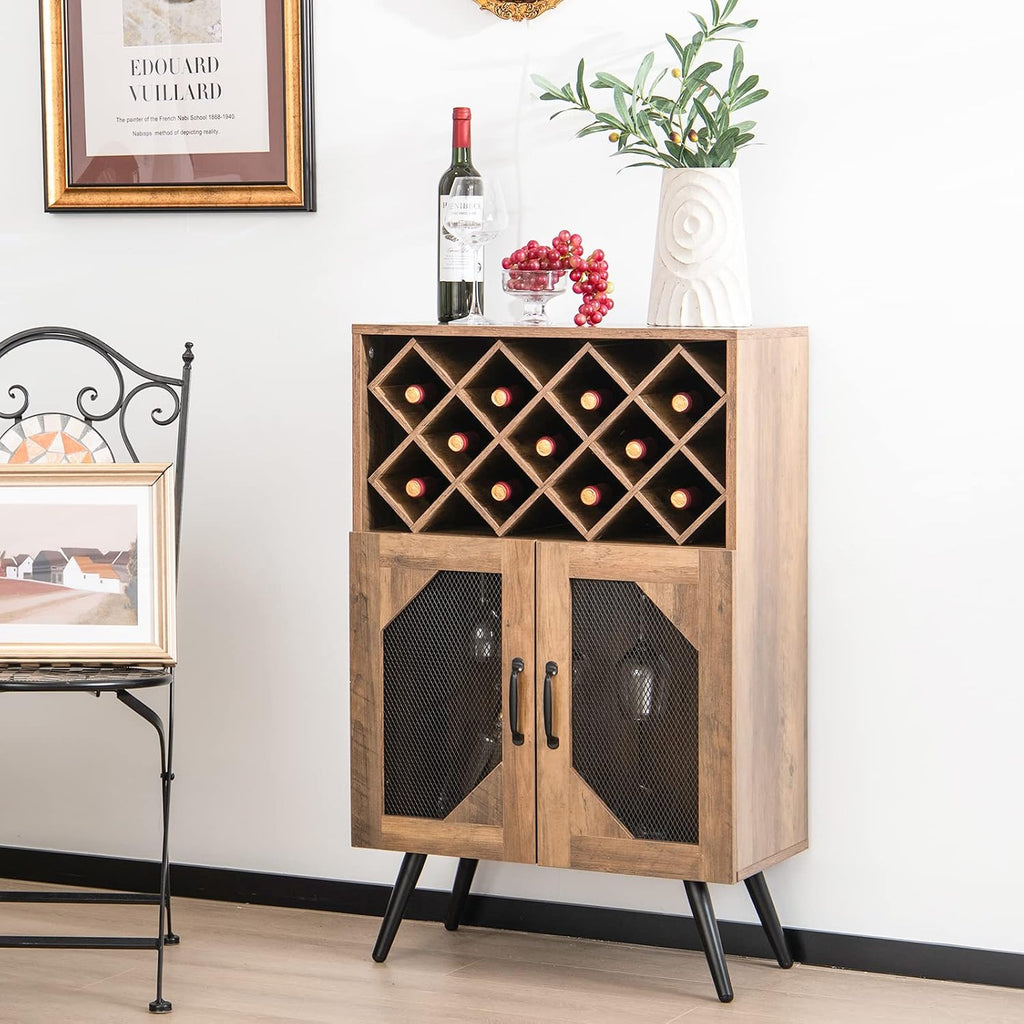 Brown Black Farmhouse Wine Cabinet