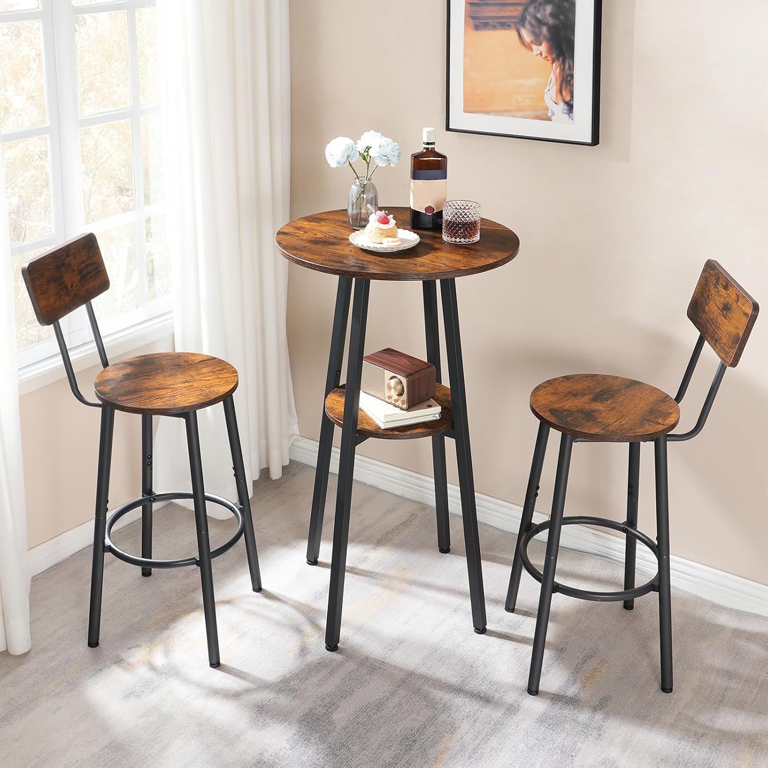 Rustic Round Bar Dining Set