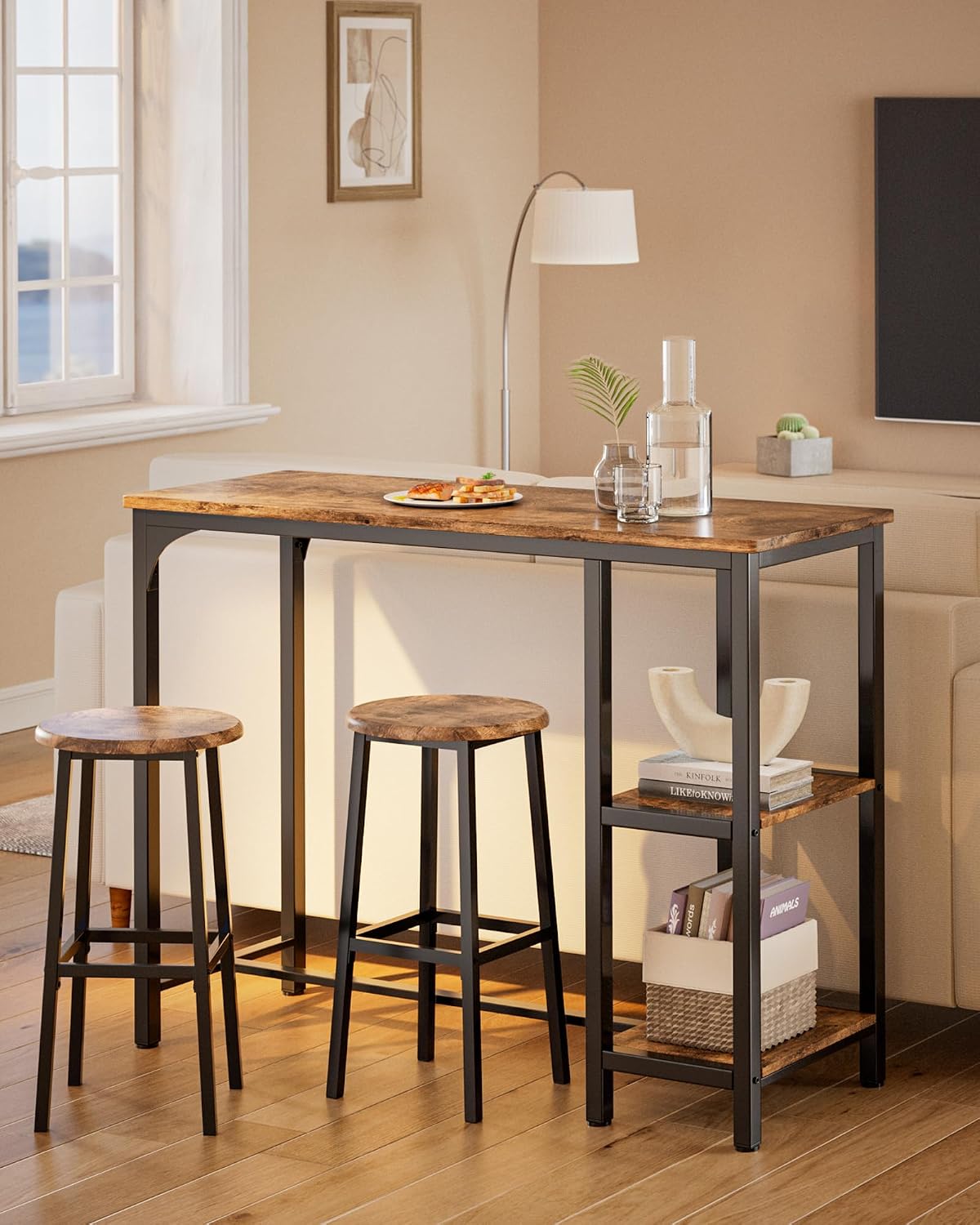 Storage Bar Table Chair 3-Piece Set