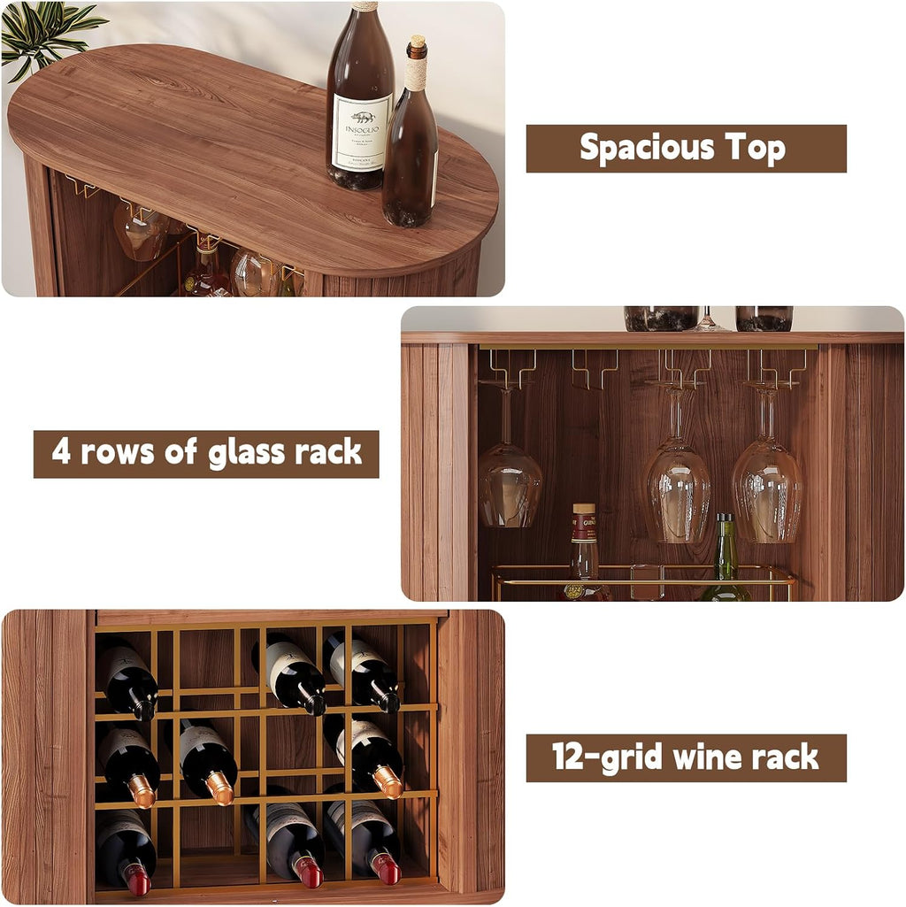 Walnut Multi-functional Wine Cabinet