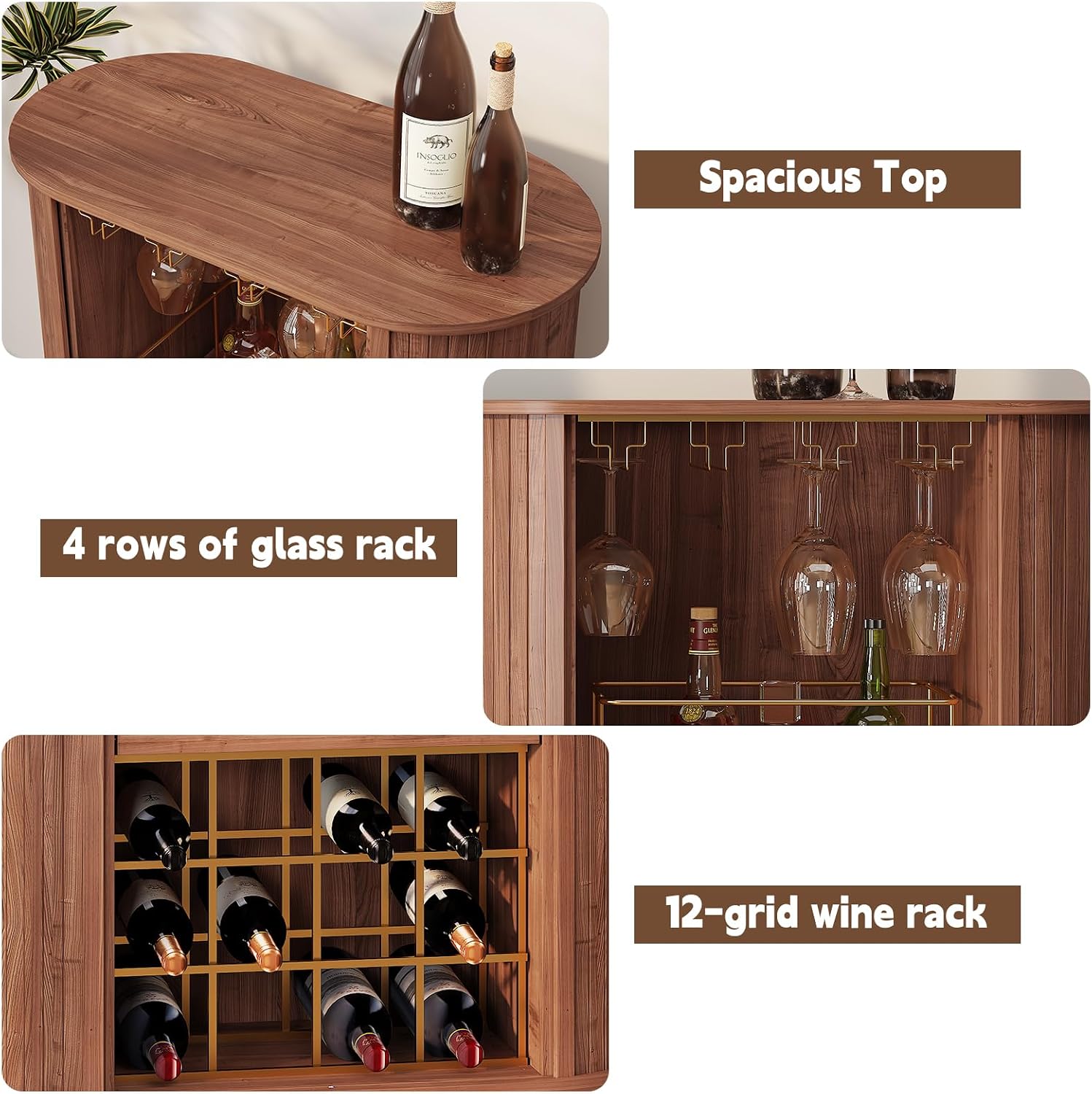Walnut Multi-functional Wine Cabinet