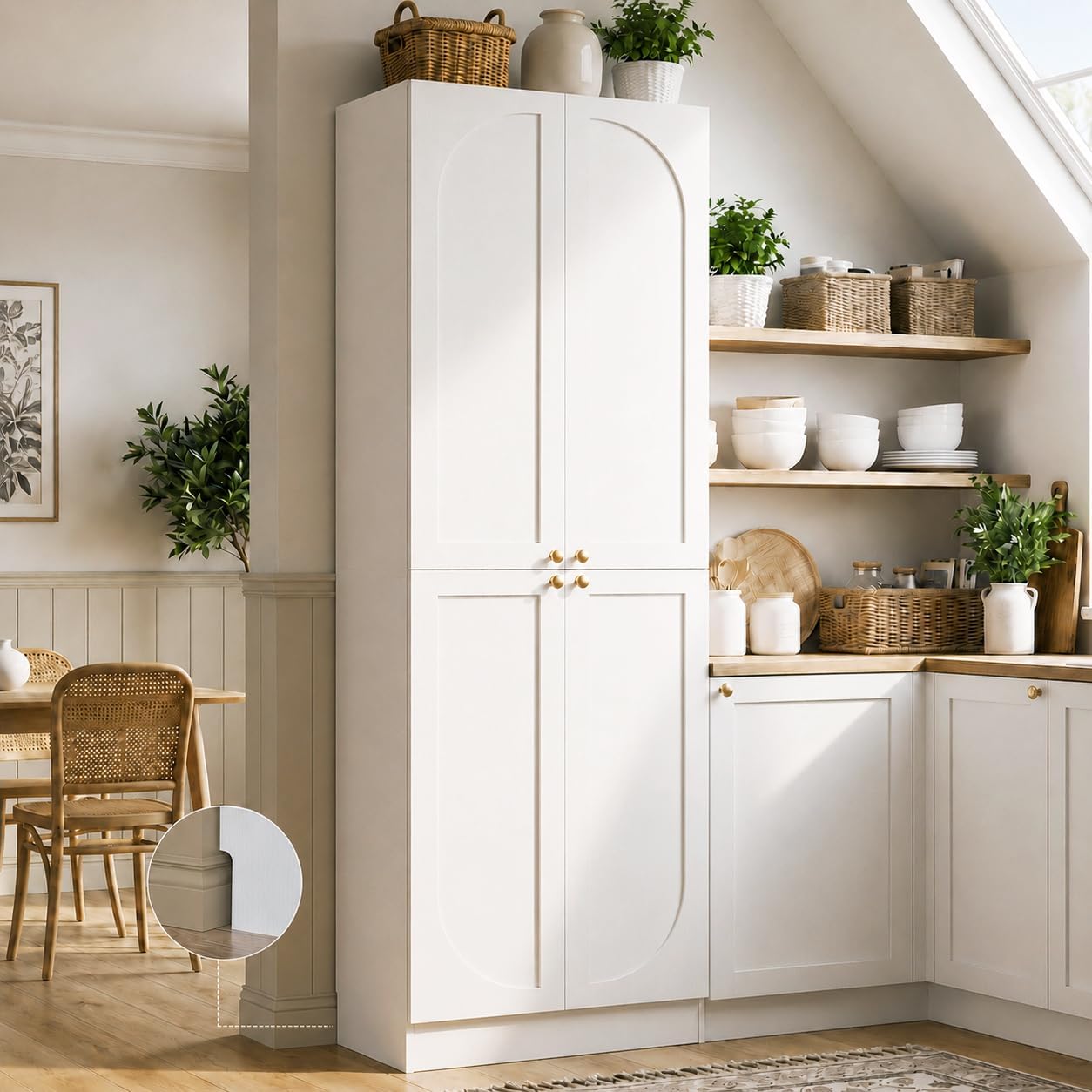 Tall Arch Wooden Storage Pantry