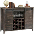 Dark Oak Sliding Door Wine Cabinet
