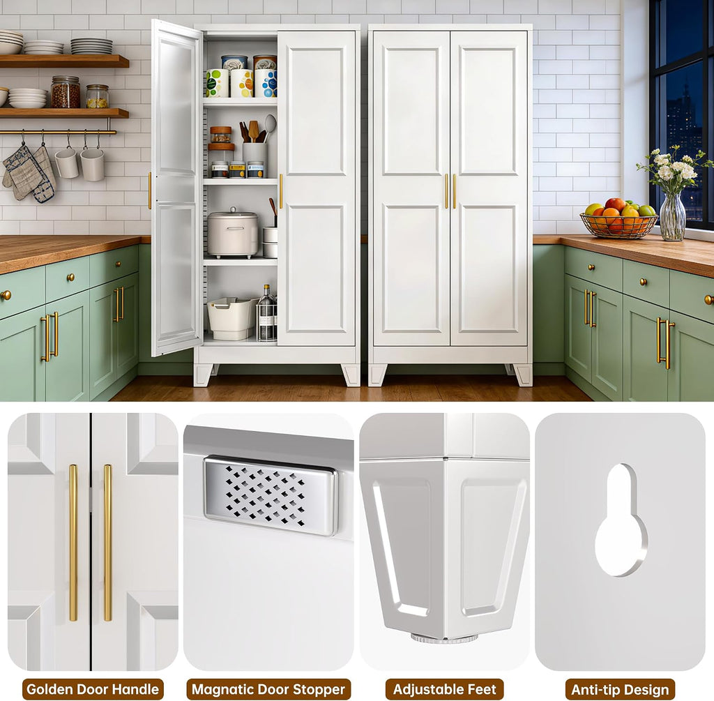 White Metal Adjustable Storage Cabinet