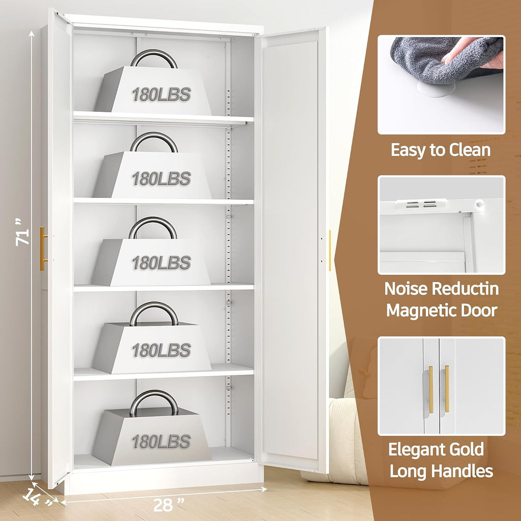 Tall White Metal Storage Cabinet