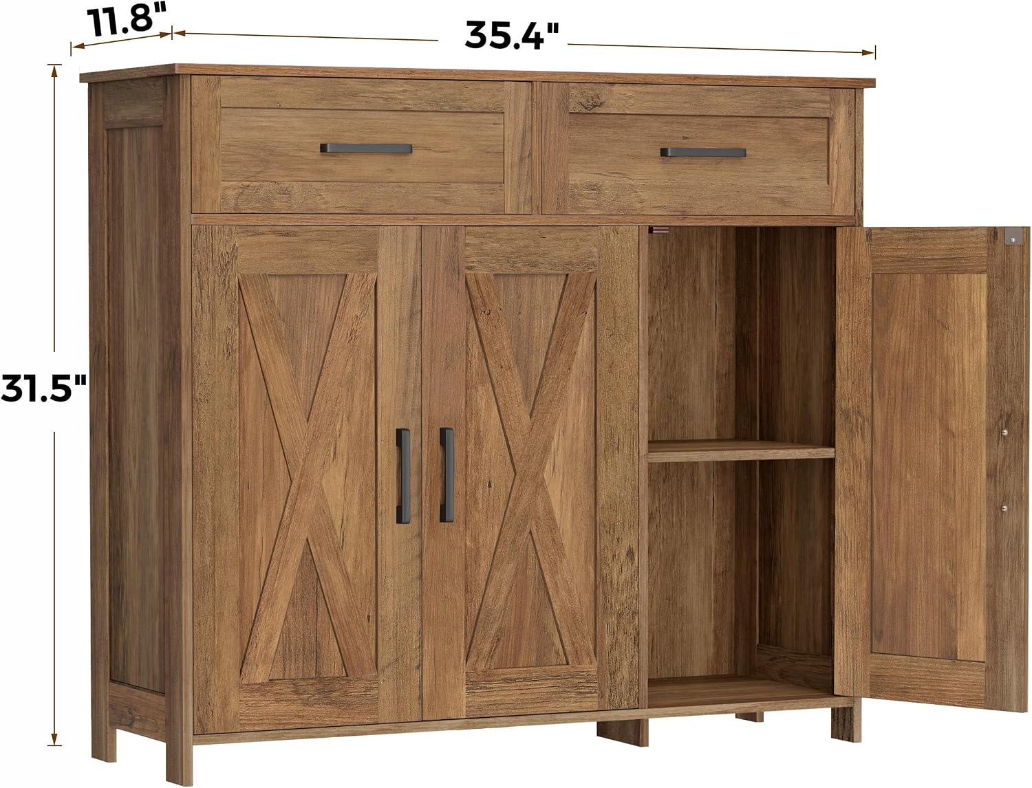 Rustic Walnut Storage Sideboard
