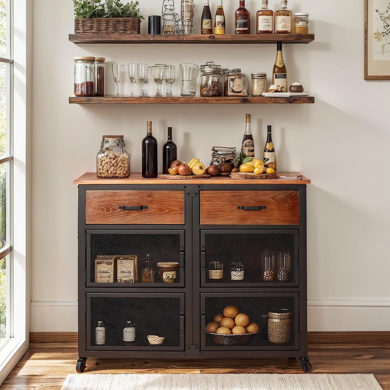 Vintage Rolling Storage Sideboard
