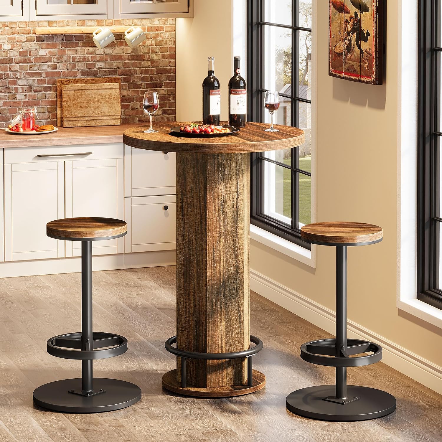 Industrial Round Bistro Table Set