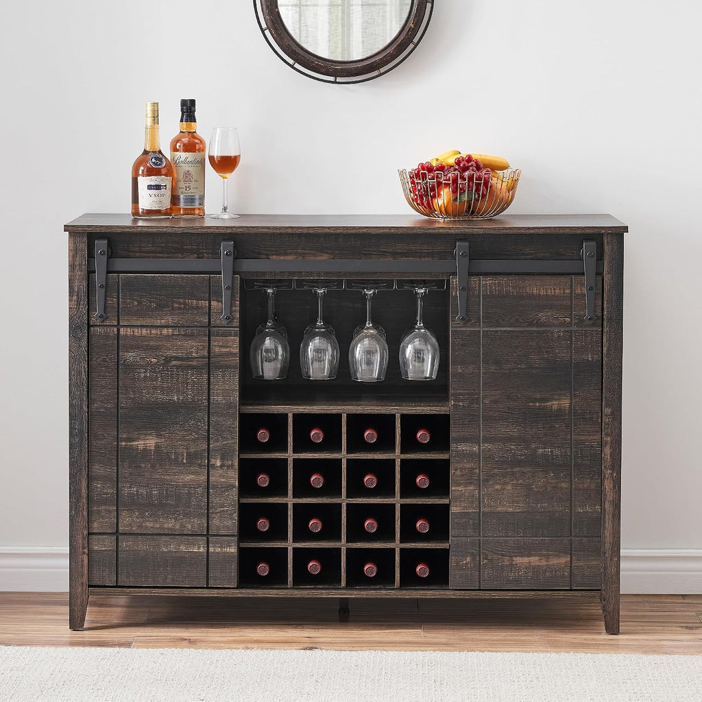 Dark Oak Farmhouse Wine Cabinet