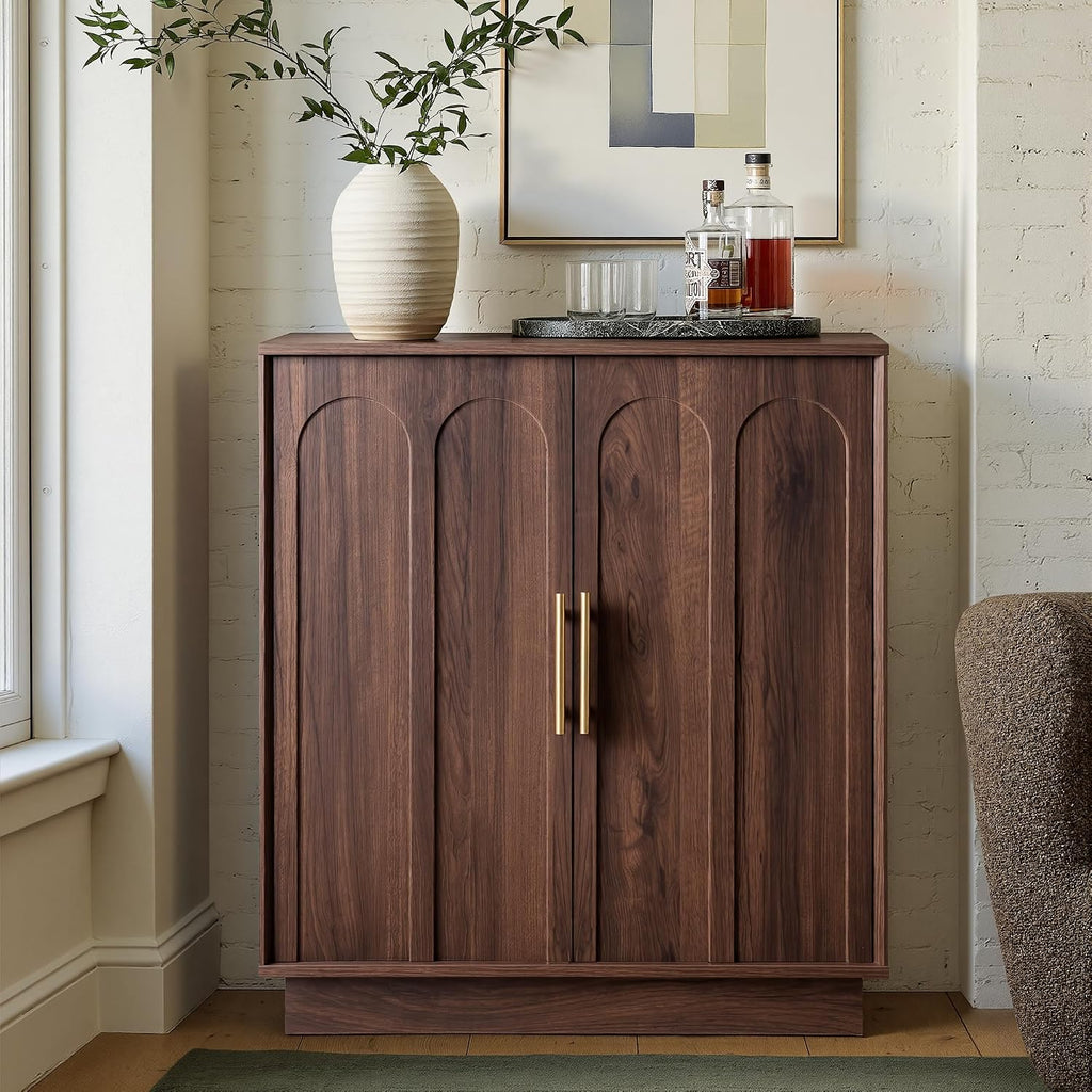 Walnut Arched Wine Storage Cabinet