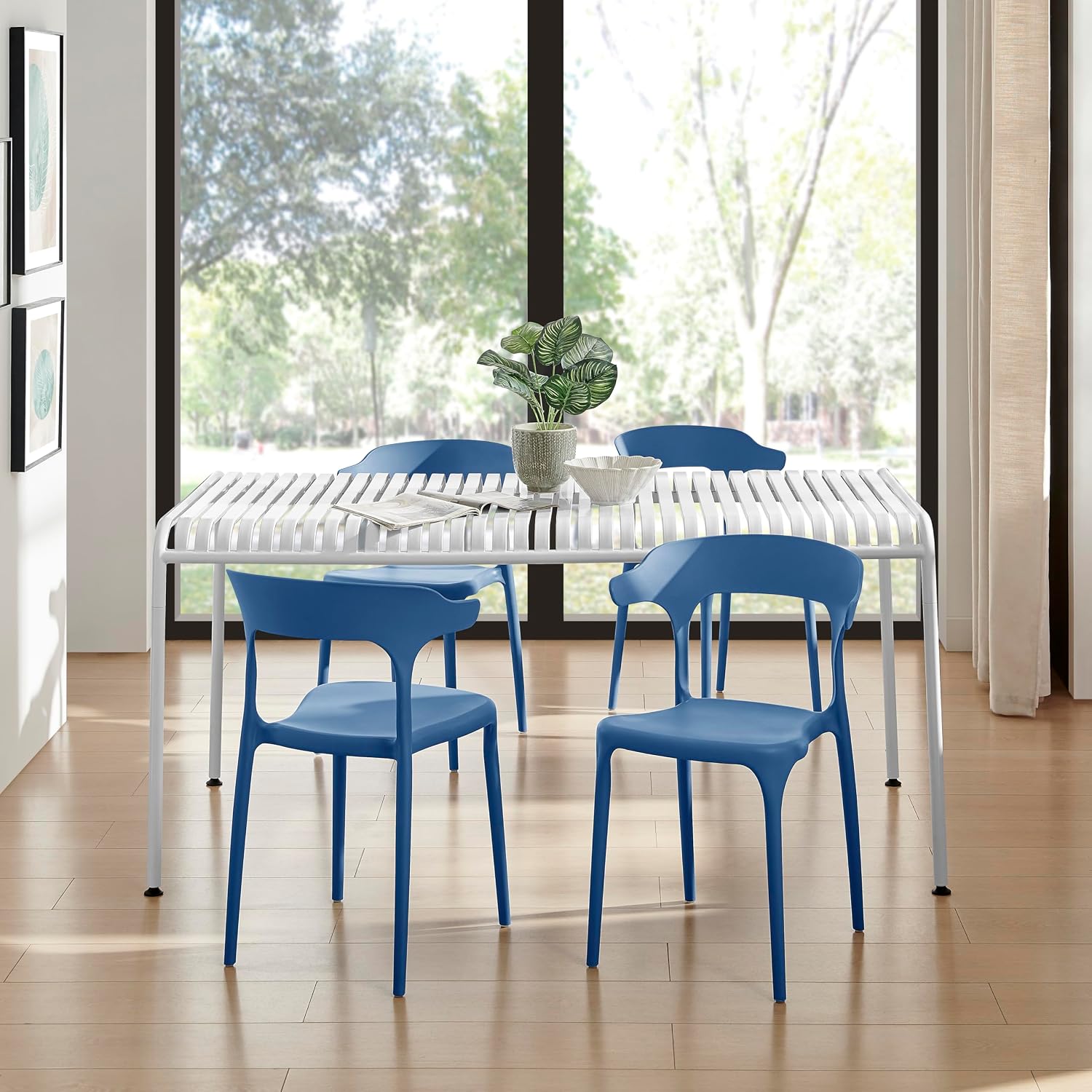 Cobalt Blue Stackable Plastic Chairs