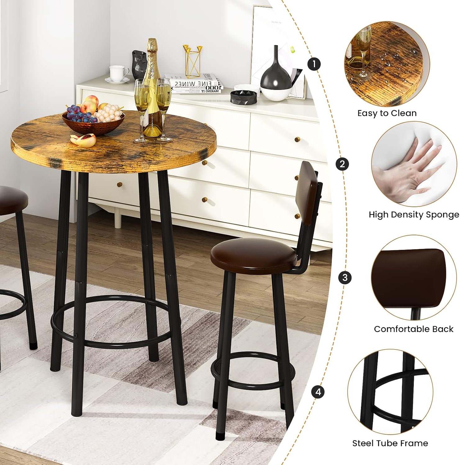 Modern 3-Piece Dining Table Set