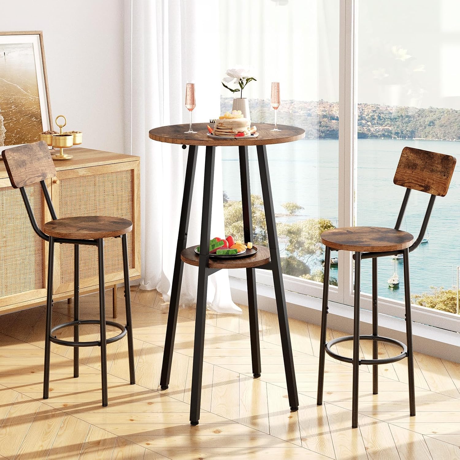 Rustic Round Bar Dining Set