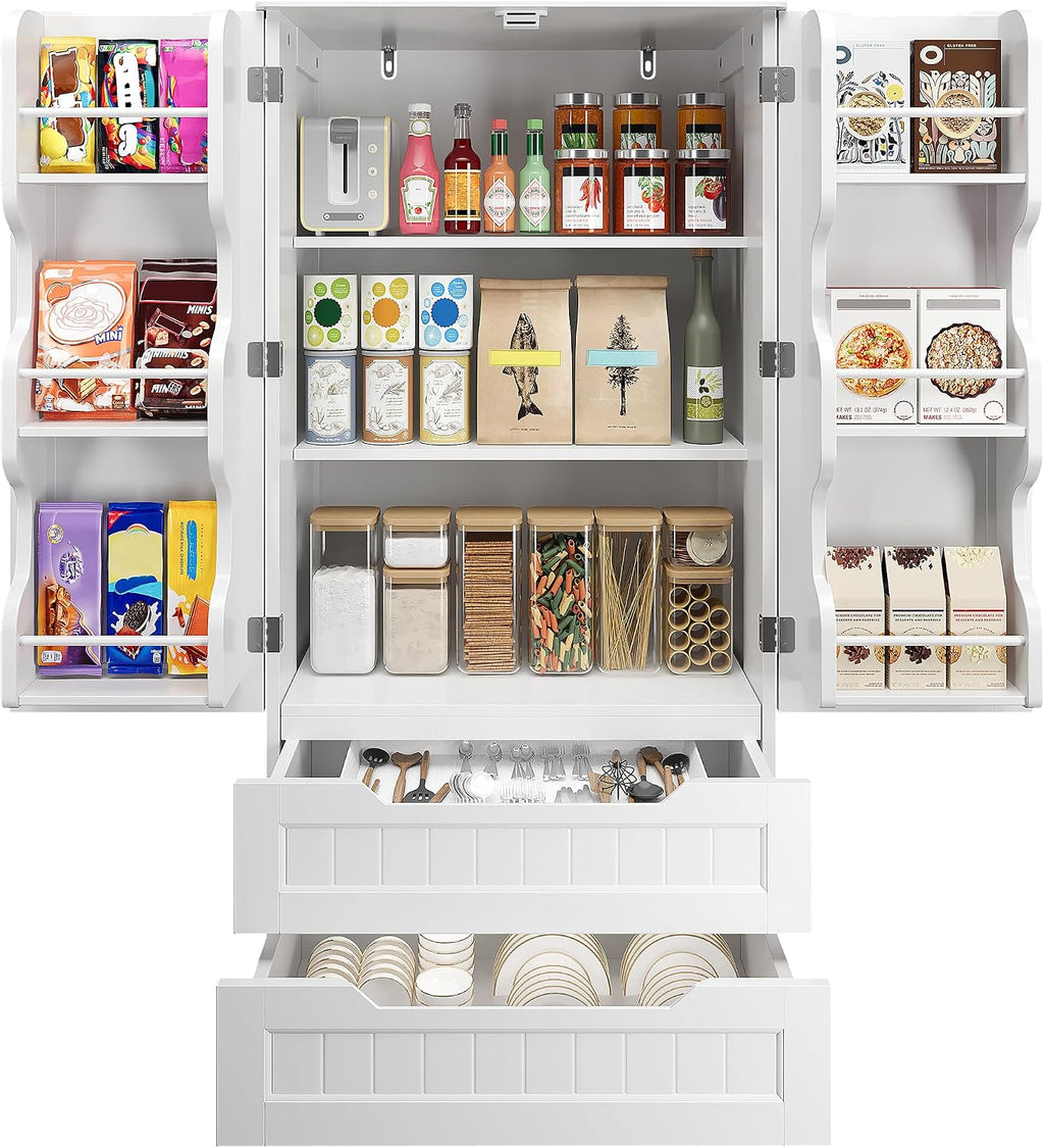 White Pantry Cabinet With Drawers
