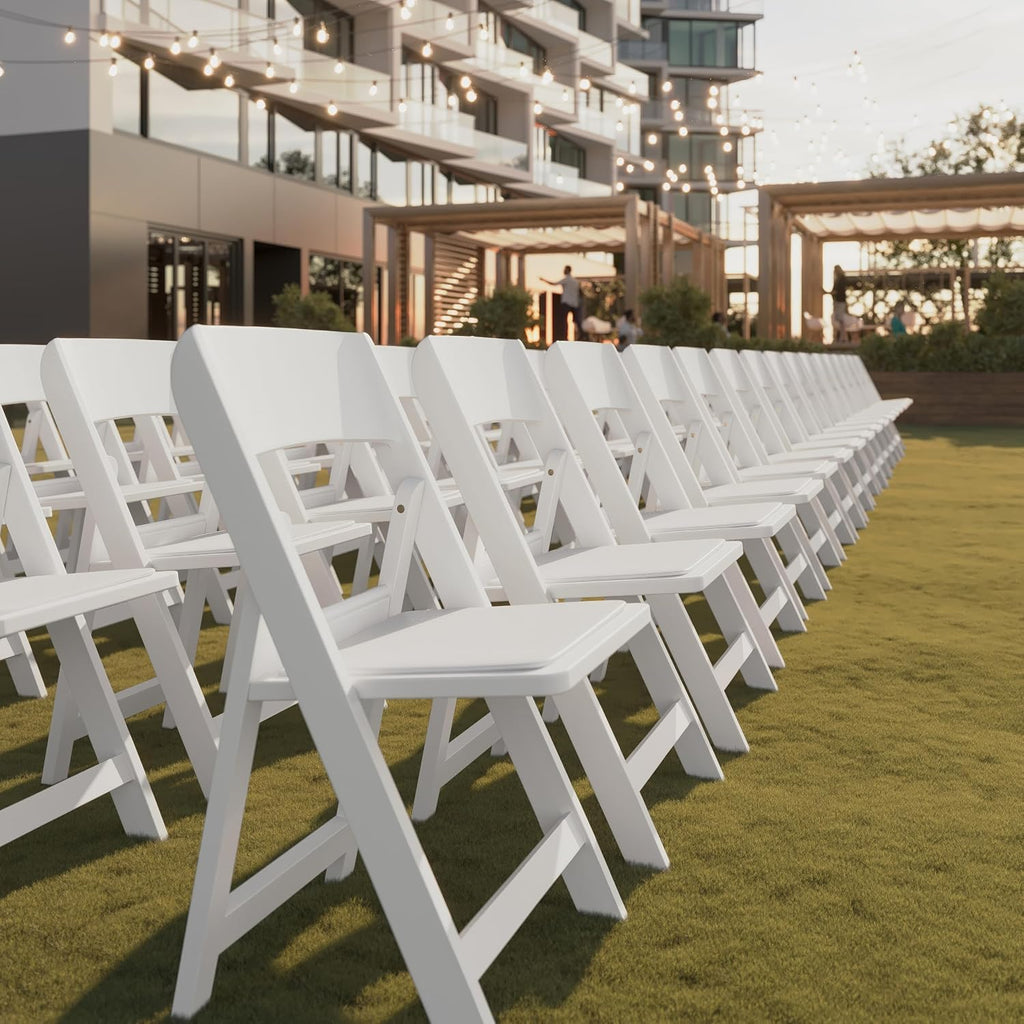 White Padded Resin Folding Chairs