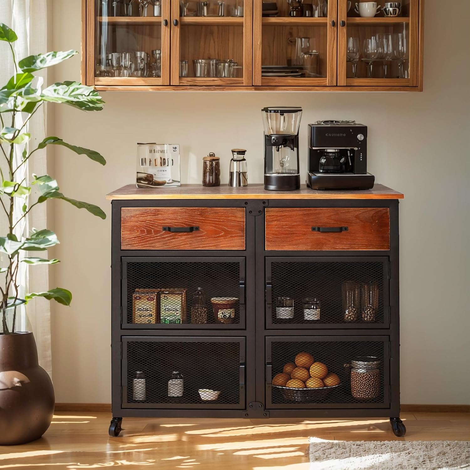 Vintage Rolling Storage Sideboard