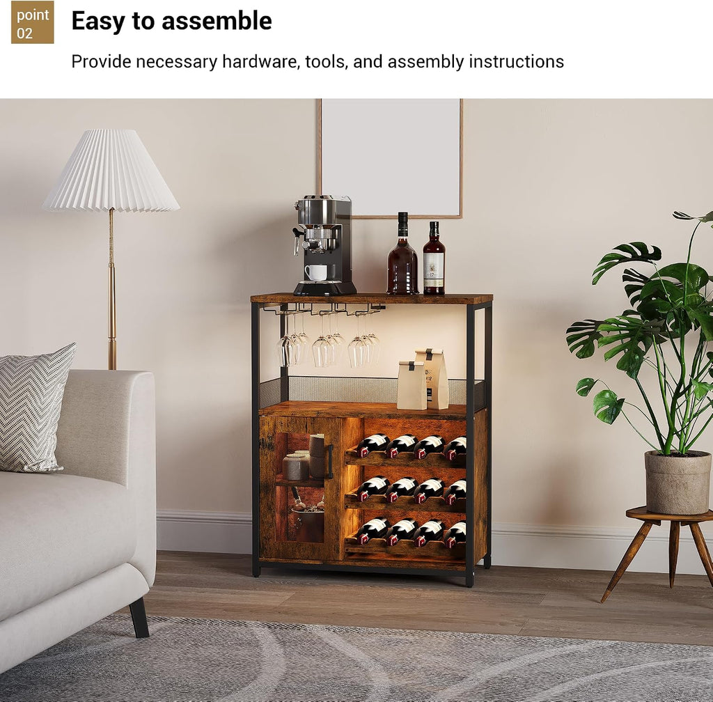 Brown Tiered Wine Storage Cabinet