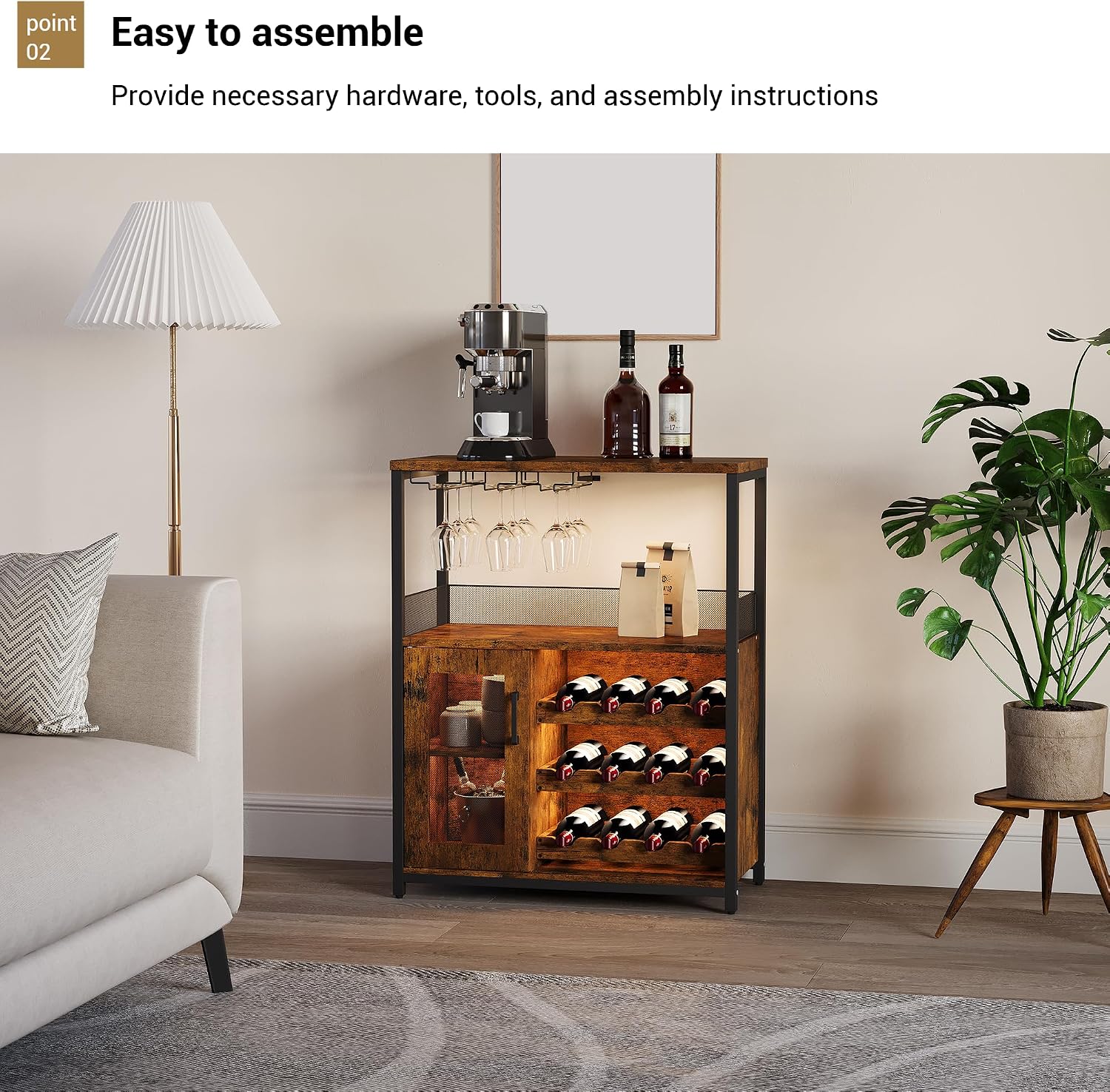 Brown Tiered Wine Storage Cabinet